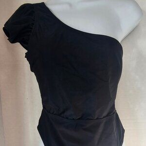 Black One Shoulder Ruffle 1 PC Clasp Back Cheeky Back SZ‎ M